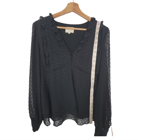 Sezane Mirta Blouse Black Ruffle Buttons Size 36 US 4 - Picture 4 of 9